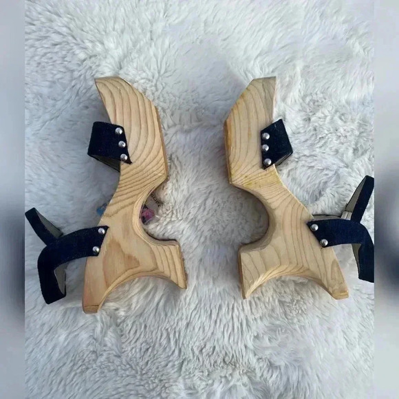 90s Y2K Paris Blue Denim Chunky Clogs DEADSTOCK New With Tag SUPER RARE - Picture 4 of 5